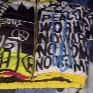 Graphic Print Jacket with Blue Accents